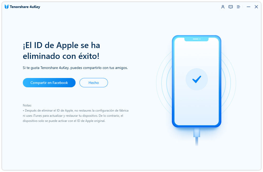 eliminar apple id con éxito 2