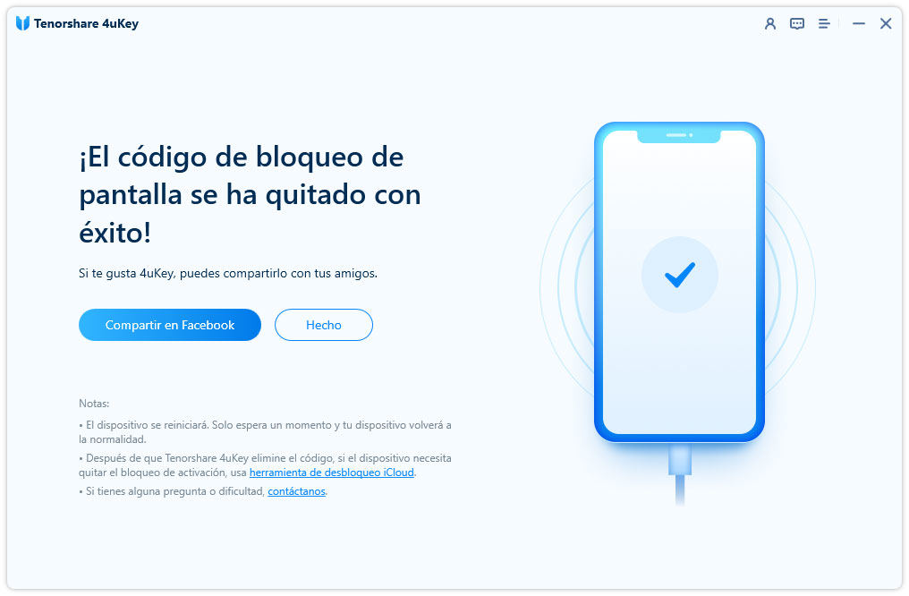 eliminar el código de acceso con éxito