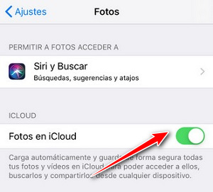activar fotos en icloud