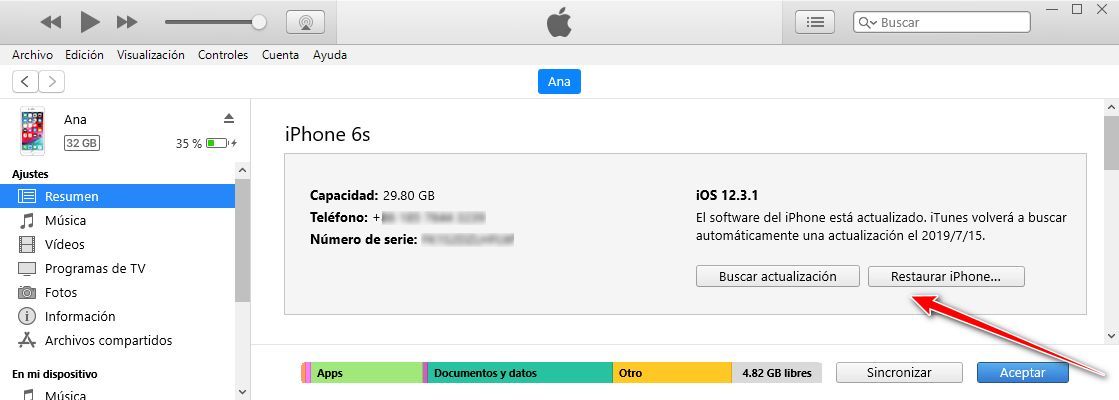 restaurar iphone