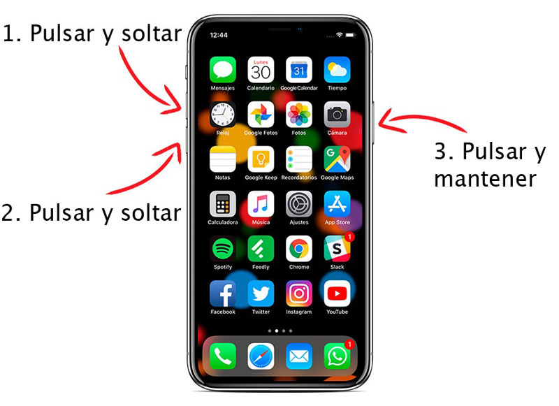 forzar reinicio iphone xs, x, 8