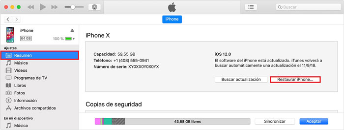 restaurar iphone desde itunes